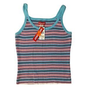 NWT Vintage Y2K Unionbay Striped Knit 100% Cotton Tank Top Juniors Size Large